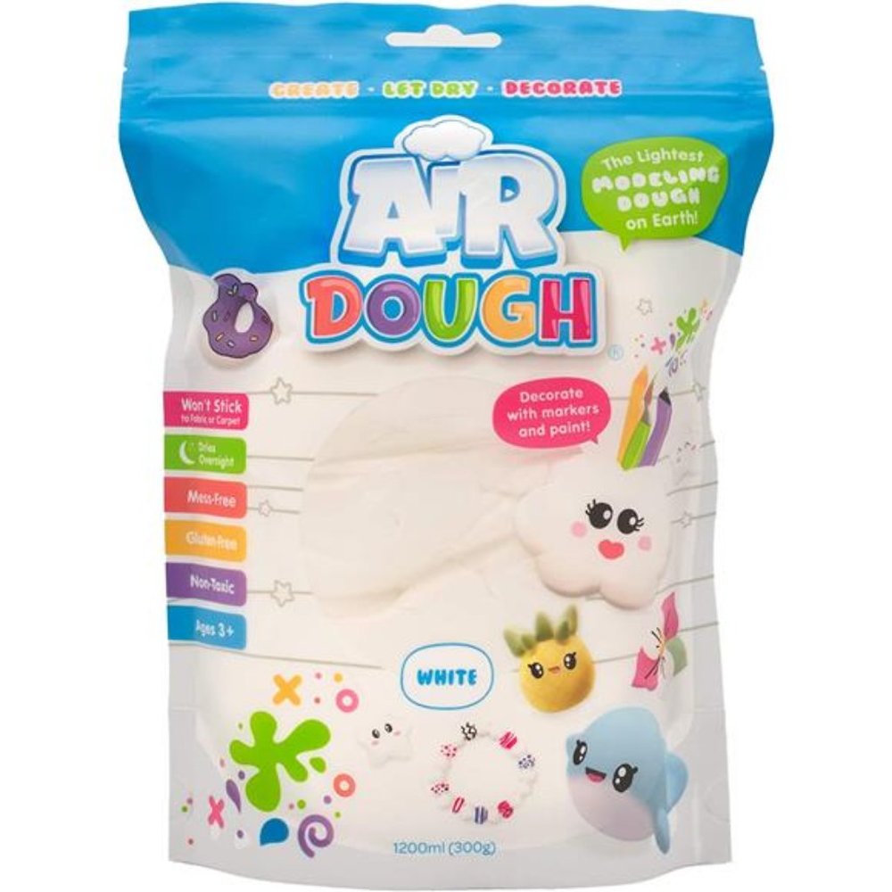 Air Dough - White, Air Dry, Non-Toxic Modeling Clay for Boys & Girls